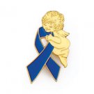 Blue Colon Cancer Awareness Ribbon Angel Pin Tac New