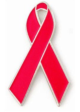 Heart Disease Awareness is February Red Ribbon Lapel Pin Silver Trim New