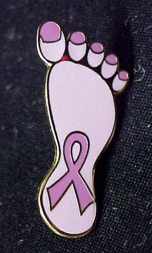 Breast Cancer Walk Pink Ribbon Foot Toes Lapel Pin New