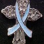 Stomach Cancer Awareness Periwinkle Ribbon Religious Cross Church Lapel Pin New