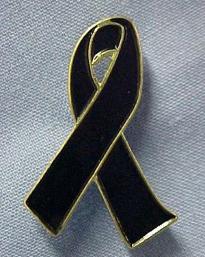 Black Cancer Awareness Ribbon Funeral Support Pin New