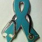Ovarian Cancer Support Dr Stethoscope Teal Ribbon Pin