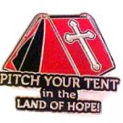 Spiritual Awareness Faith Hope Cross Red Pitch Tent Land of Hope Inspire Pin New
