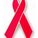 Lymphoma Awareness is September Red Ribbon Lapel Pin Silver Trim New