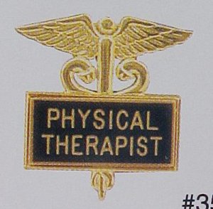 New Physical Therapist Black Inlaid Pin Caduceus 3512B