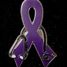 Crohn's Disease Awareness Month April Doctor Stethoscope Purple Ribbon Pin New