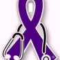 Crohn's Disease Awareness Month April Doctor Stethoscope Purple Ribbon Pin New
