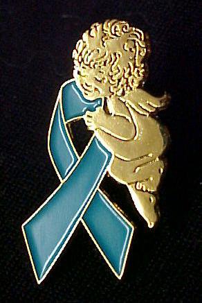 Teal Ribbon Gold Angel Panic Disorder Suport Pin New