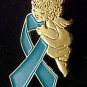 Teal Ribbon Gold Angel Panic Disorder Suport Pin New