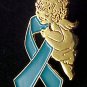 Teal Ribbon Gold Angel Polycystic Kidney Disease Pin