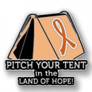 Deep Vein Thrombosis Awareness Orange Ribbon Tent Land of Hope Camping Pin New