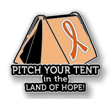 Agent Orange Awareness Orange Ribbon Tent Land of Hope Camping Camper Pin New