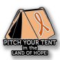 Leukemia Awareness Orange Ribbon Pitch Tent Land of Hope Camping Camper Pin New