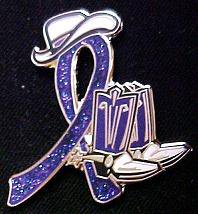 Hodgkin's Disease Purple Glitter Ribbon Cowgirl Cowboy Western Boots Hat Pin New