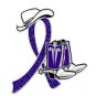 Crohn's Disease Purple Glitter Ribbon Cowgirl Cowboy Western Boots Hat Pin New
