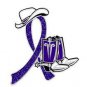 Crohn's Disease Purple Glitter Ribbon Cowgirl Cowboy Western Boots Hat Pin New