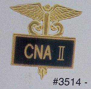 New CNA II Nurse Gold Inlaid Lapel Pin Caduceus 3514B