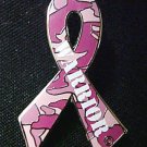 Breast Cancer Pink Ribbon Warrior Camo Camoflauge Pin