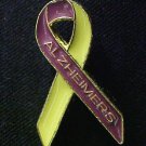 Alzheimers Awareness Ribbon Gold Letters Lapel Pin New