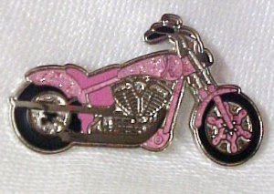 Breast Cancer Awareness Ribbon Motorcycle Biker Pin New