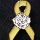 Yellow Ribbon Rose Troops Cancer Awareness Pin Tac New