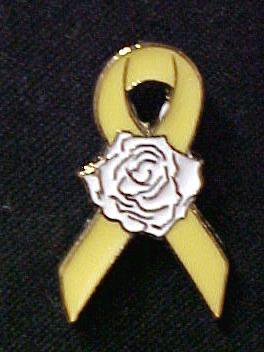 Yellow Ribbon Rose Troops Cancer Awareness Pin Tac New
