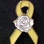 Yellow Ribbon Rose Troops Cancer Awareness Pin Tac New