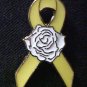 Yellow Ribbon Rose Troops Cancer Awareness Pin Tac New