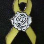 Yellow Ribbon Rose Troops Cancer Awareness Pin Tac New