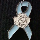New Blue Ribbon White Rose Hope Prostate Cancer Pin Tac