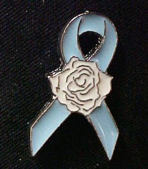 New Blue Ribbon White Rose Hope Prostate Cancer Pin Tac