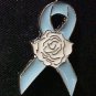 New Blue Ribbon White Rose Hope Prostate Cancer Pin Tac