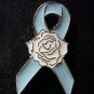 New Blue Ribbon White Rose Hope Prostate Cancer Pin Tac