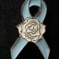 New Blue Ribbon White Rose Hope Prostate Cancer Pin Tac