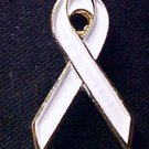 New White Ribbon Bone Cancer Adoption Anti-War Pin Tac