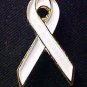 New White Ribbon Bone Cancer Adoption Anti-War Pin Tac