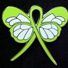 Lyme Disease Awareness Lime Ribbon Butterfly Lapel Pin
