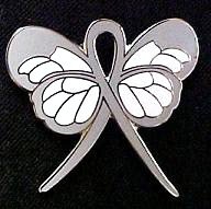 Brain Cancer Awareness Gray Ribbon Butterfly Lapel Pin