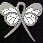 Brain Cancer Awareness Gray Ribbon Butterfly Lapel Pin