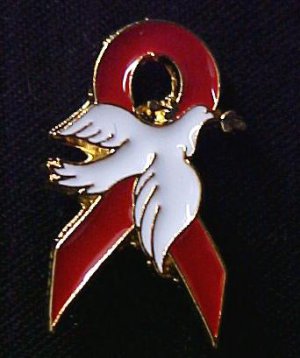Red Awarenes Ribbon White Dove Hope Dare Lapel Pin New