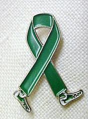 Tourette's Syndrome Lapel Pin Awareness May June Green Ribbon Walking Legs New