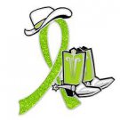 Lymphoma Lime Green Glitter Ribbon Cowgirl Cowboy Western Boots Hat Pin New