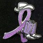 Gynecological Cancer Lilac Glitter Ribbon Cowgirl Cowboy Western Boots Hat Pin