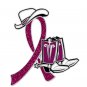 Multiple Myeloma Burgundy Glitter Ribbon Cowgirl Cowboy Western Boots Hat Pin