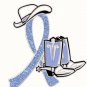Stomach Cancer Periwinkle Glitter Ribbon Cowgirl Cowboy Western Boots Hat Pin