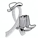 Brain Cancer Gray Glitter Ribbon Cowgirl Cowboy Western Boots Hat Lapel Pin New