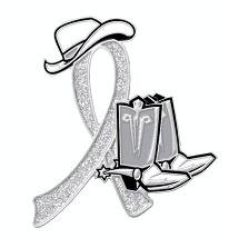 Brain Cancer Gray Glitter Ribbon Cowgirl Cowboy Western Boots Hat Lapel Pin New
