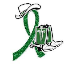 Kidney Cancer Green Glitter Ribbon Cowgirl Cowboy Western Boots Hat Lapel Pin