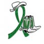 Kidney Cancer Green Glitter Ribbon Cowgirl Cowboy Western Boots Hat Lapel Pin