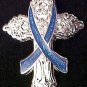 Myositis Awareness Blue Ribbon Religious Cross Inspirational Lapel Pin New